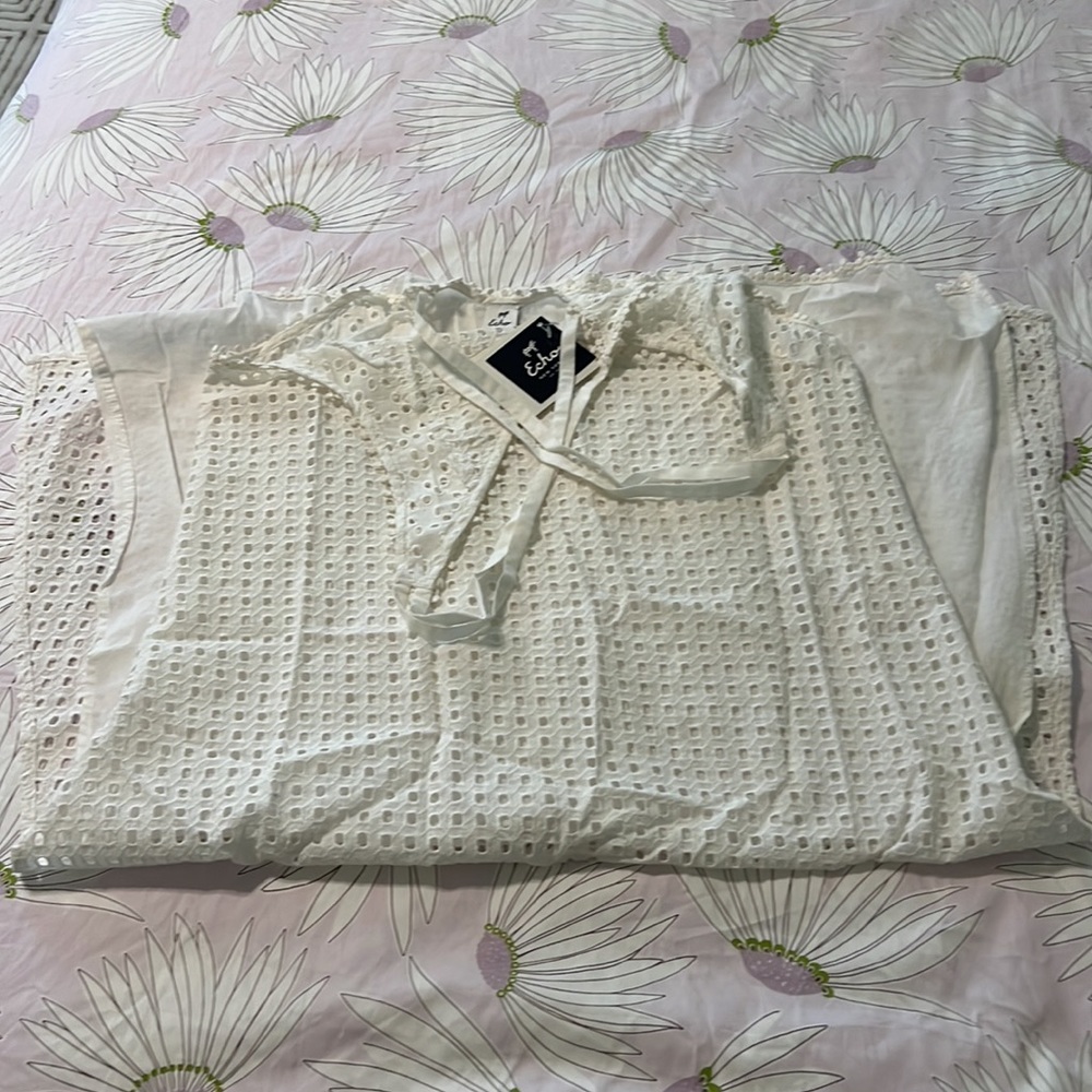 🔥🔥NWT ECHO Sheer Eyelet Midi Dress - Picture 4 of 11